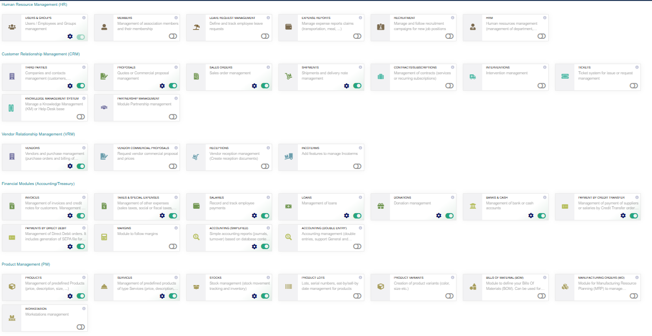 ERP Features - Other modules screenshot
